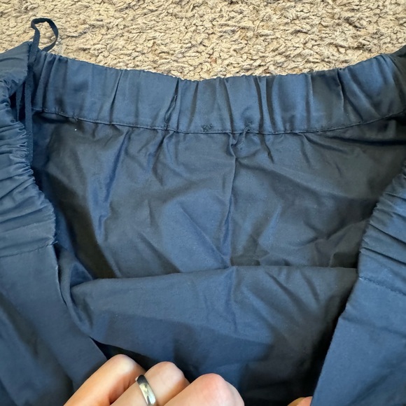 2 FOR $25Tibi Navy Blue Poplin Bell Sleeve Off the Shoulder Shift Dress Size 2 4 - Picture 2 of 8